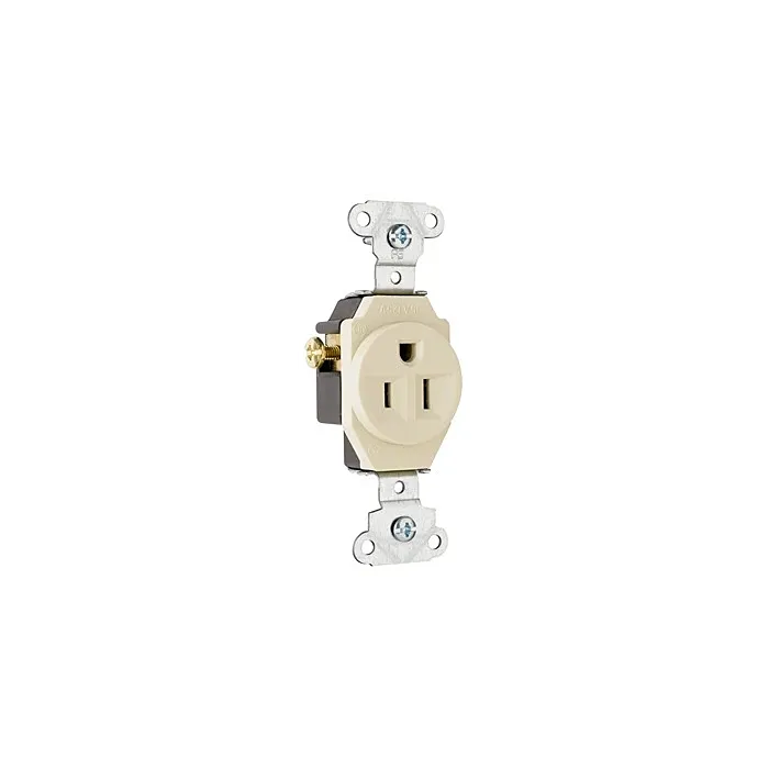 Pass & Seymour 15A 125V Heavy Duty Spec-Grade Single Receptacle, Side Wire, Light Almond