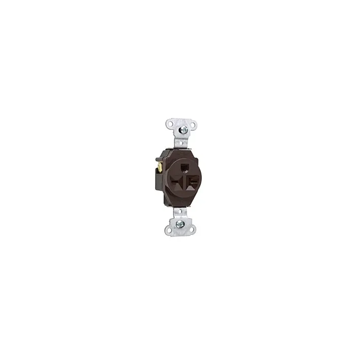 Pass & Seymour 20A 250V Heavy Duty Spec-Grade Single Receptacle, Side Wire, Brown