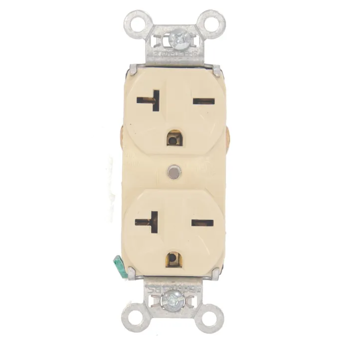 Pass & Seymour 20A 250V Heavy Duty Spec-Grade Duplex Receptacle, Back and Side Wire, Ivory
