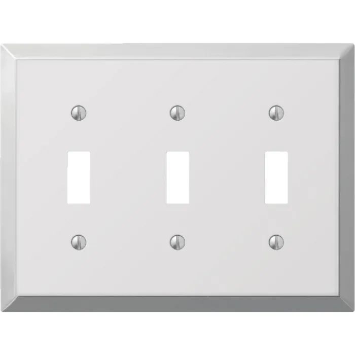 Amerelle 3-Gang Stamped Steel Toggle Switch Wall Plate, Polished Chrome