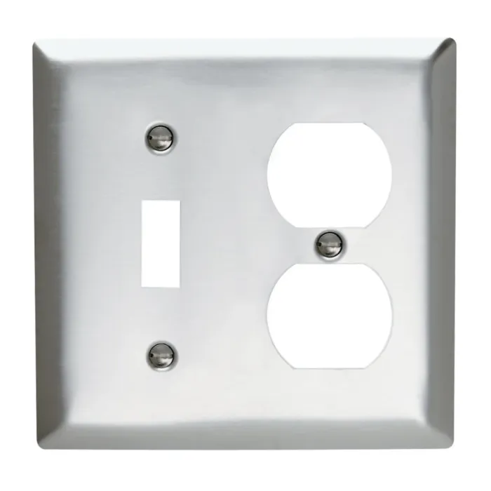 Pass & Seymour 2-Gang SS Wall Plate Toggle/Duplex Opening (Silver)