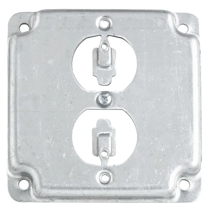 Thomas & Betts Duplex Receptacle Steel Square Box Cover (Silver)
