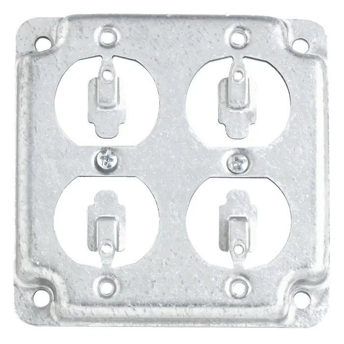 Thomas & Betts 2 Duplex Receptacle Steel Square Box Cover (Silver)
