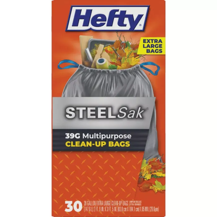 Hefty Steel Sak Heavy Duty Trash Bag (Gray - 30pk) 39 gal