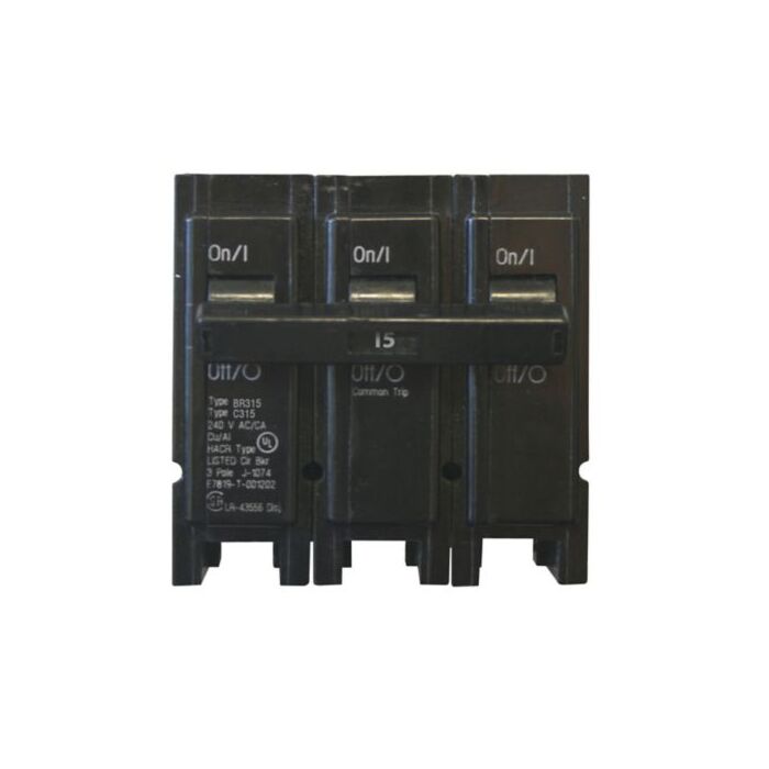 Eaton Type BR 3-Pole 1 in. Plug-On Circuit Breaker - 15 A