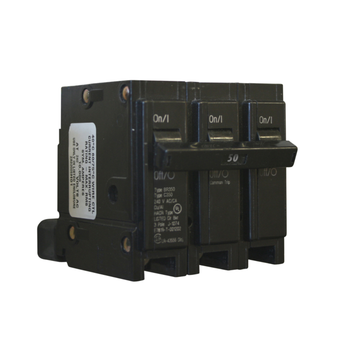 Eaton Type BR 3-Pole 1 in. Plug-On Circuit Breaker - 50 A