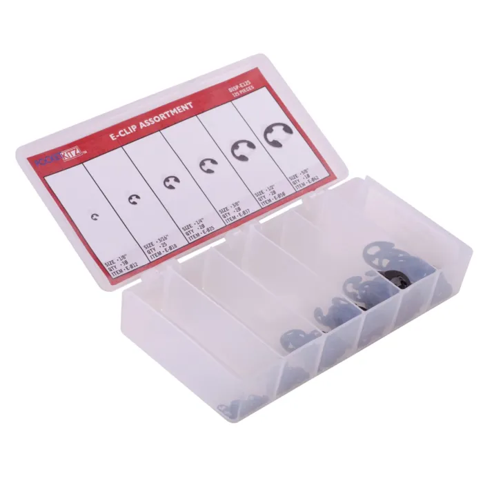 Huyett Carbon Spring Steel 125-Piece External Radial E-Clip Assortment