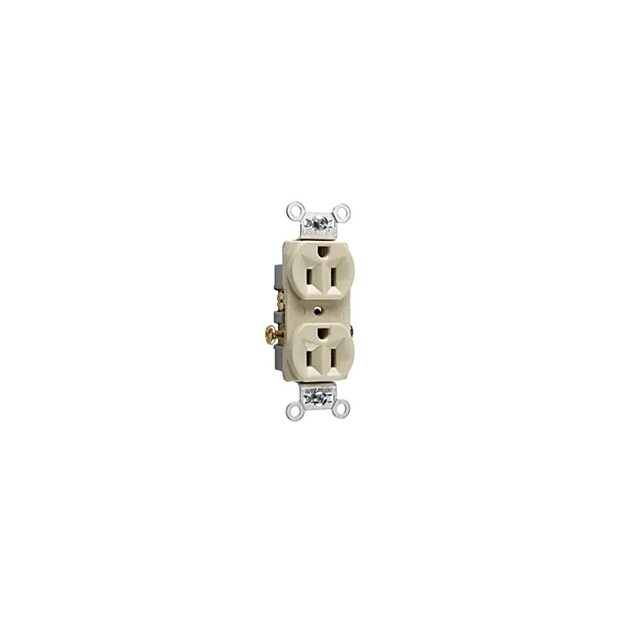 Pass & Seymour 15A 125V Commercial Spec-Grade Duplex Receptacle, Side Wire, Ivory
