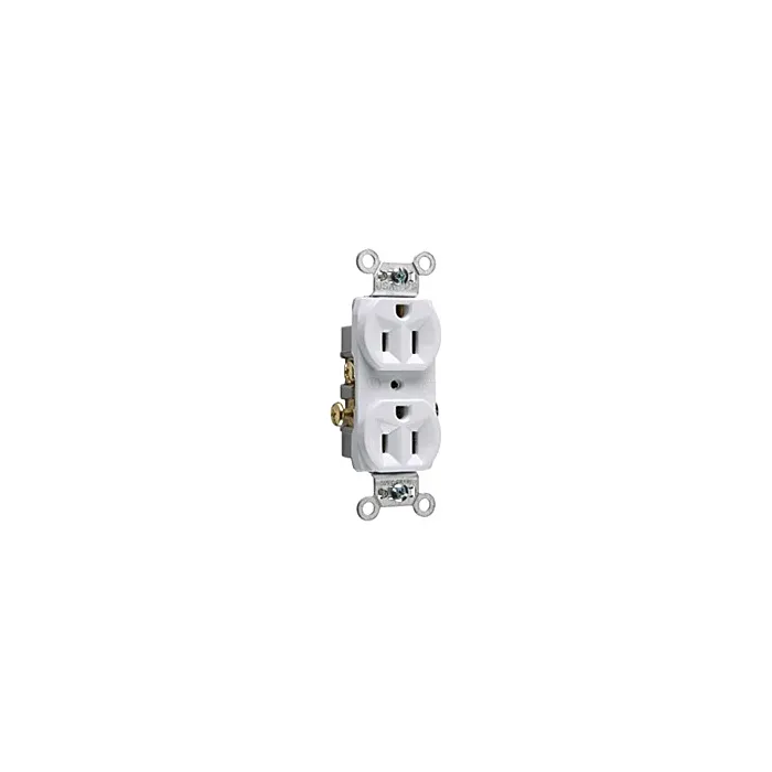 Pass & Seymour 15A 125V Commercial Spec-Grade Duplex Receptacle, Side Wire, White