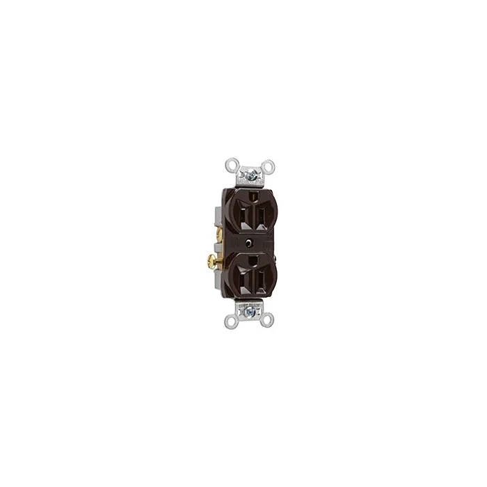 Pass & Seymour 15A 125V Commercial Spec-Grade Duplex Receptacle, Side Wire, Brown