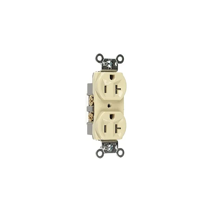 Pass & Seymour 20A 125V Commercial Spec-Grade Duplex Receptacle, Side Wire, Ivory