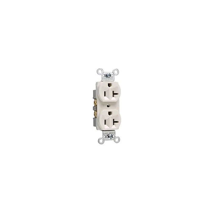 Pass & Seymour 20A 125V Commercial Spec-Grade Duplex Receptacle, Side Wire, Light Almond