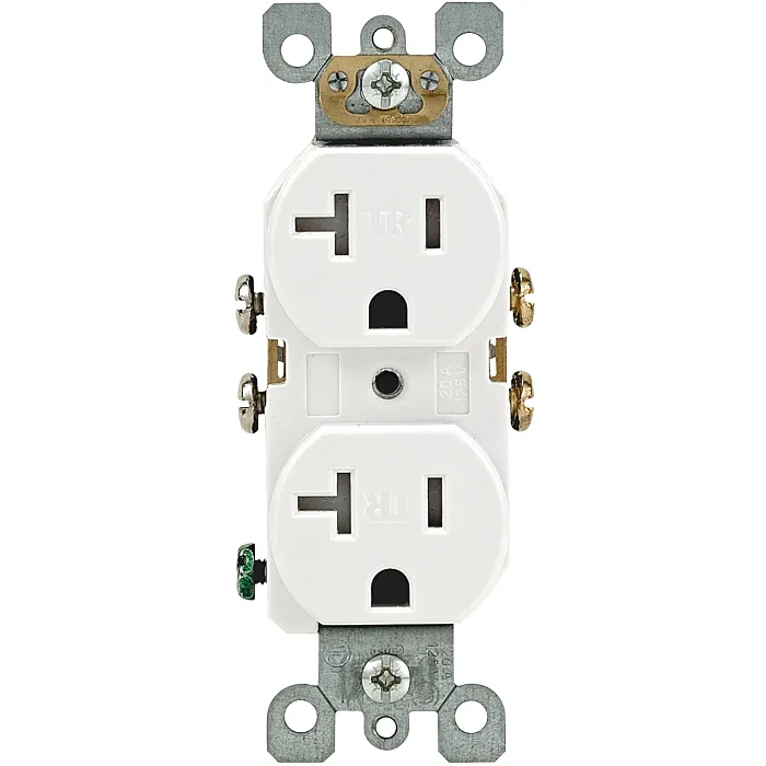 Pass & Seymour 20A 125V Commercial Spec-Grade Duplex Receptacle, Side Wire, White