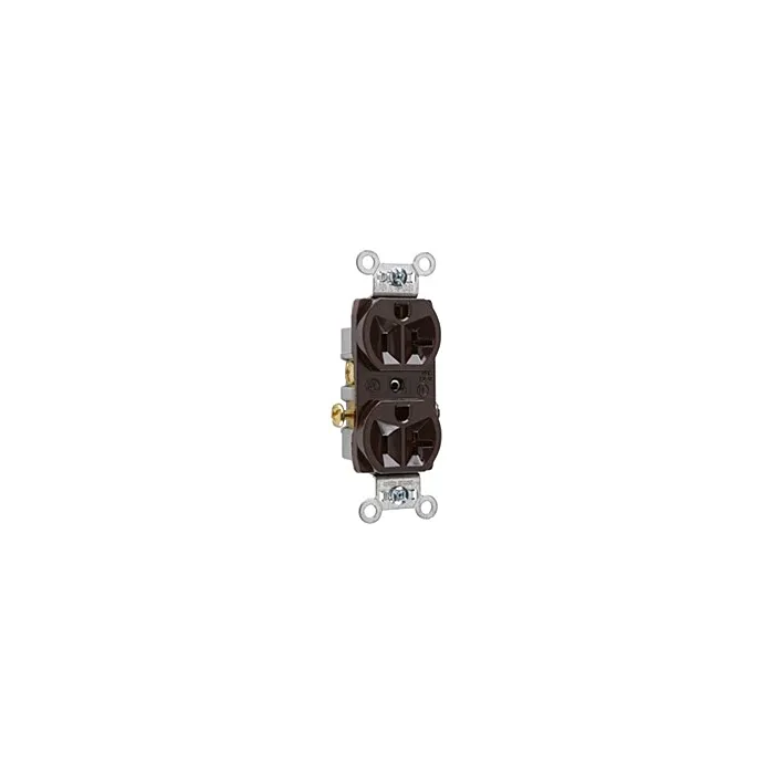 Pass & Seymour 20A 125V Commercial Spec-Grade Duplex Receptacle, Side Wire, Brown