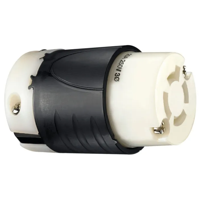 Pass & Seymour 20A NEMA Connector L1520 - Black Back, White Front Body