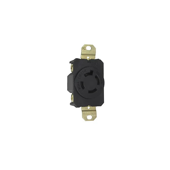 Pass & Seymour 20A 480V NEMA L1620 Single Receptacle, 4-Wire 3-Phase, Black