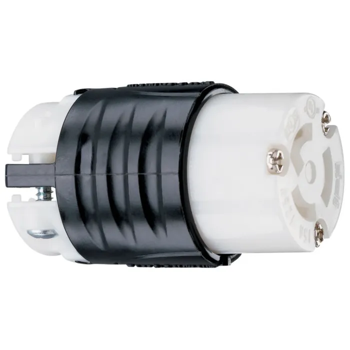 Pass & Seymour 15A NEMA L515 Connector - Black Back, White Front Body
