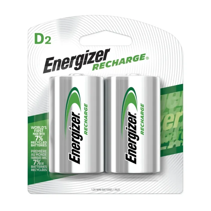 Energizer Rechargeable D Batteries, 2 Pack