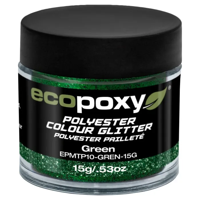 EcoPoxy 15 g Solid Green Polyester Color Glitter