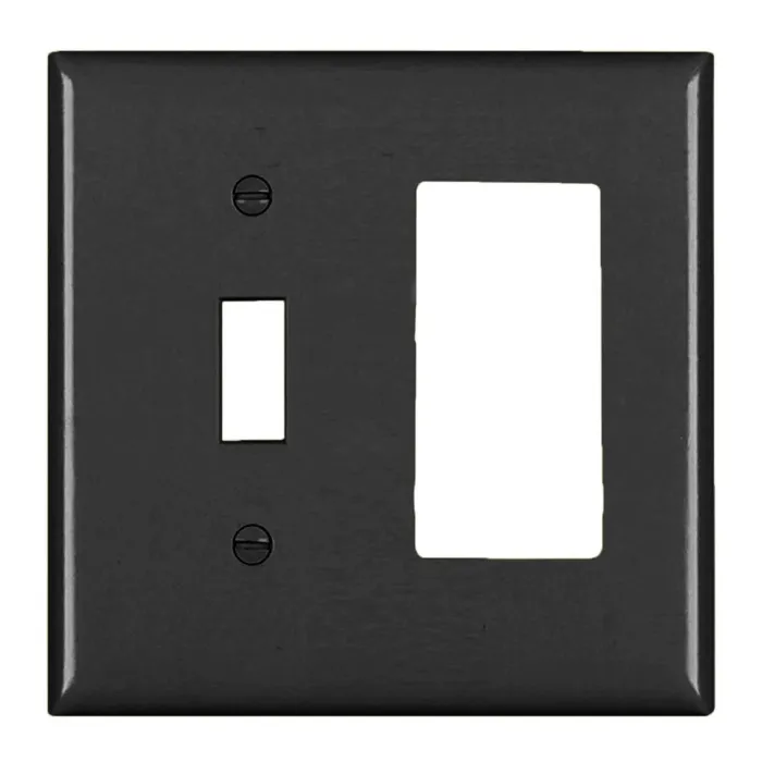 Pass & Seymour Trademaster 2-Gang Nylon Toggle/Decorator Wall Plate (Black)