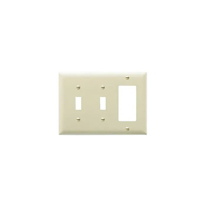 Pass & Seymour TradeMaster 3-Gang Nylon 2-Toggle/1 Decorator Opening Wall Plate (Ivory)