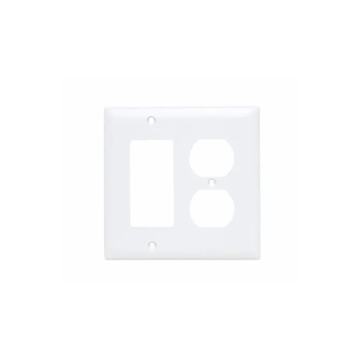 Pass & Seymour TradeMaster 2-Gang Nylon Duplex/Decorator Opening Wall Plate (White)