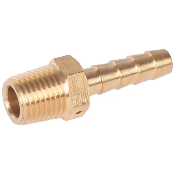 CropCare 1/4" Male NPT x 1/4" Hose Barb Fitting with Breather Hole, Brass