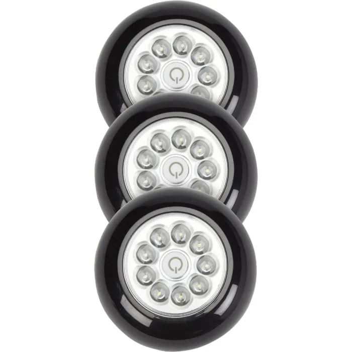 Fulcrum 9-Bulb LED Battery Tap Light (Black - 3pk)