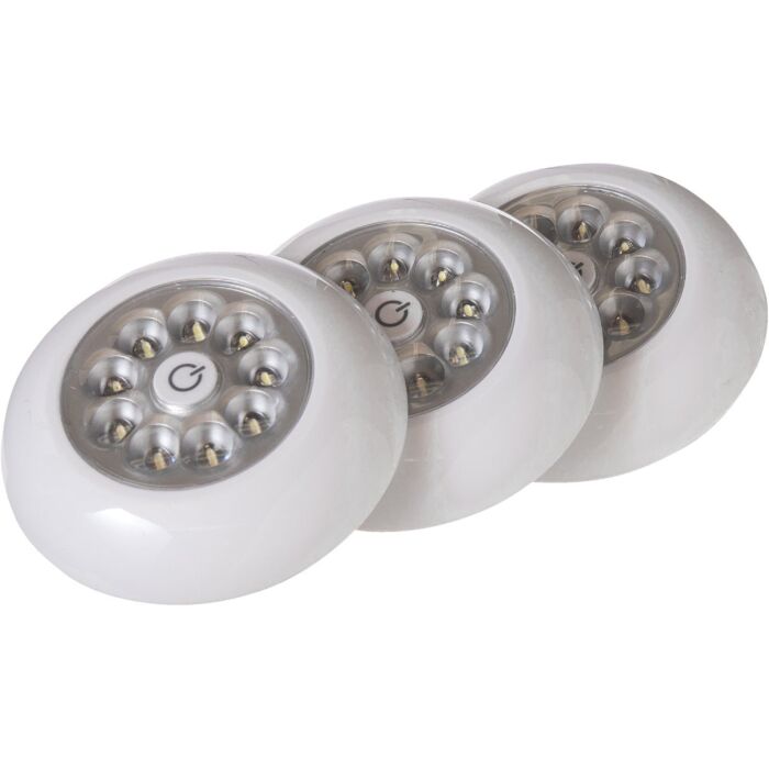 Fulcrum 9-Bulb LED Battery Tap Light (White - 3pk)