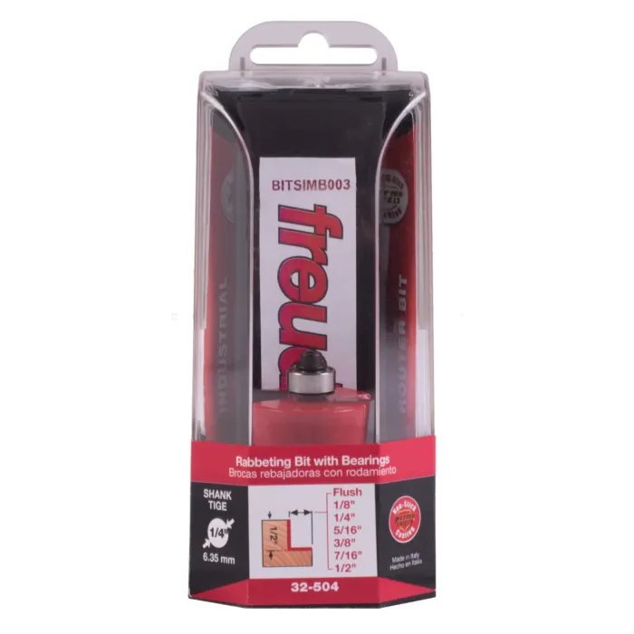 Freud Tools flush, 1/8",1/4",5/16",3/8",7/16",1/2" Depth Rabbeting Bit with Bearings