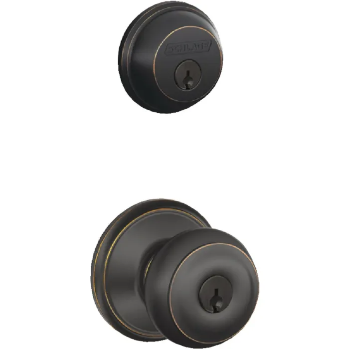 Schlage Aged Bronze Deadbolt & Door Knob Combo