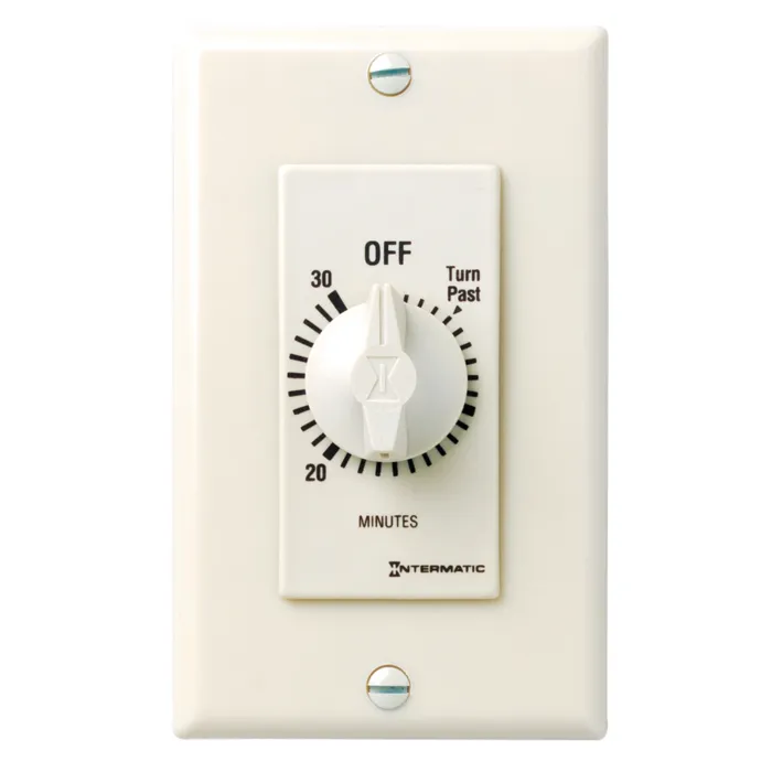Intermatic Spring Wound Countdown Timer, Decorator Style, 125-277 VAC, 50/60 Hz, SPST, 30 Minute Max, Without Hold, Light Almond