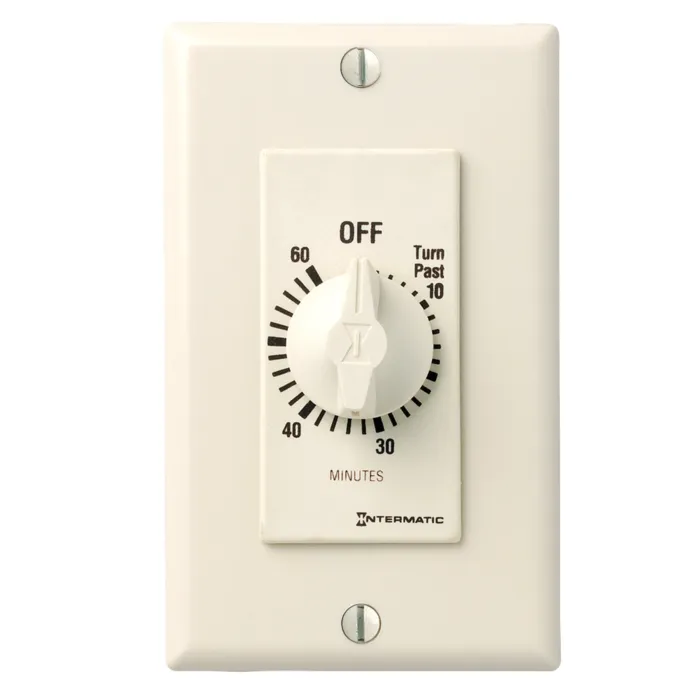 Intermatic Spring Wound Countdown Timer, Decorator Style, 125-277 VAC, 50/60 Hz, SPST, 60 Minute Max, Without Hold, Light Almond