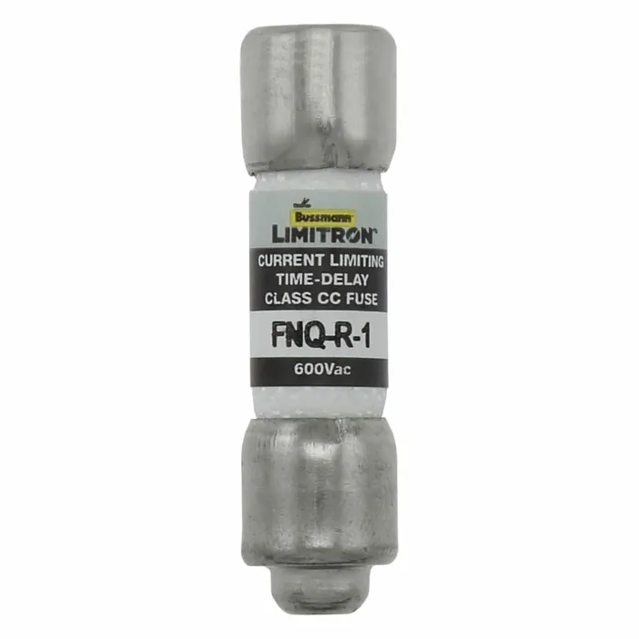 Bussmann Eaton Bussmann series FNQ-R fuse, 1 A, Class CC, Non-indicating, Ferrule end x ferrule end, 12 sec at 200%, 200 kAIC, Melamine tube, Standard, 600 V