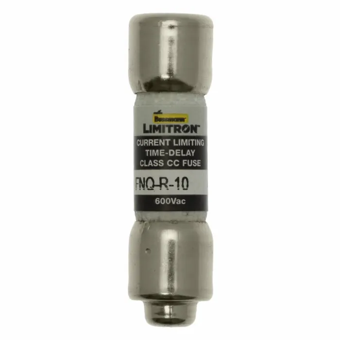 Bussmann Eaton Bussmann series FNQ-R fuse, 10 A, Class CC, Non-indicating, Ferrule end x ferrule end, 12 sec at 200%, 200 kAIC, Melamine tube, Standard, 600 V