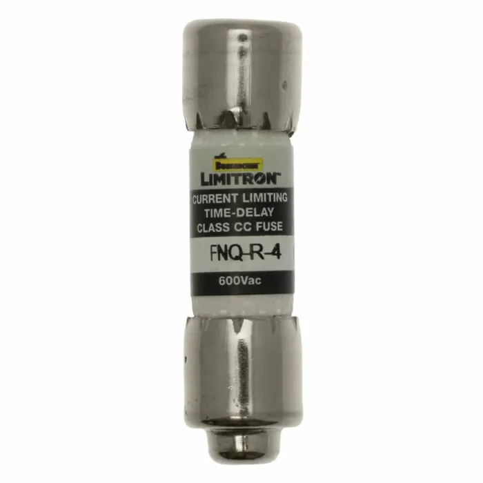 Bussmann Eaton Bussmann series FNQ-R fuse, 4 A, Class CC, Non-indicating, Ferrule end x ferrule end, 12 sec at 200%, 200 kAIC, Melamine tube, Standard, 600 V