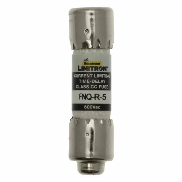 Bussmann Eaton Bussmann series FNQ-R fuse, 5 A, Class CC, Non-indicating, Ferrule end x ferrule end, 12 sec at 200%, 200 kAIC, Melamine tube, Standard, 600 V