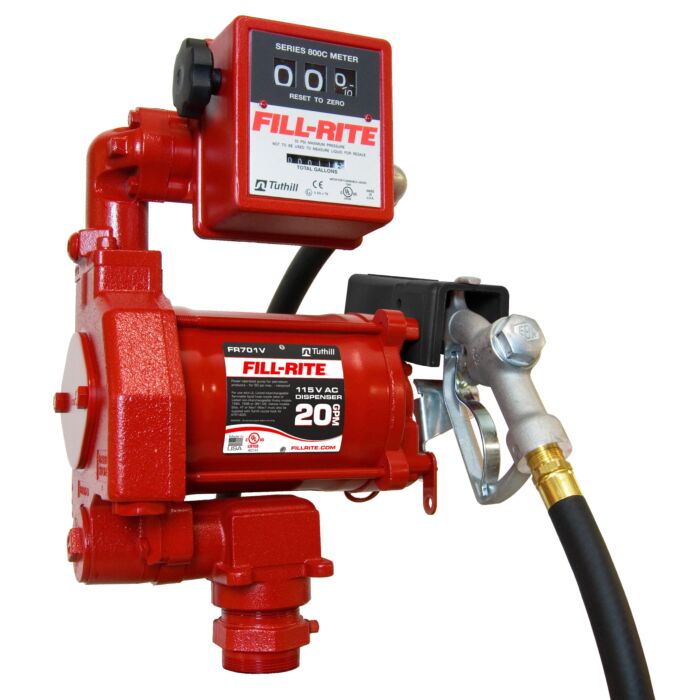 Fill-Rite Heavy Duty Fuel Transfer Pump w/ Manual Nozzle & Mechanical Meter - 20 GPM, 120V