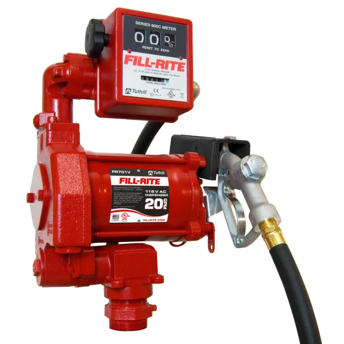Fill-Rite Heavy Duty Fuel Transfer Pump w/ Manual Nozzle & Mechanical Meter - 20 GPM, 120V