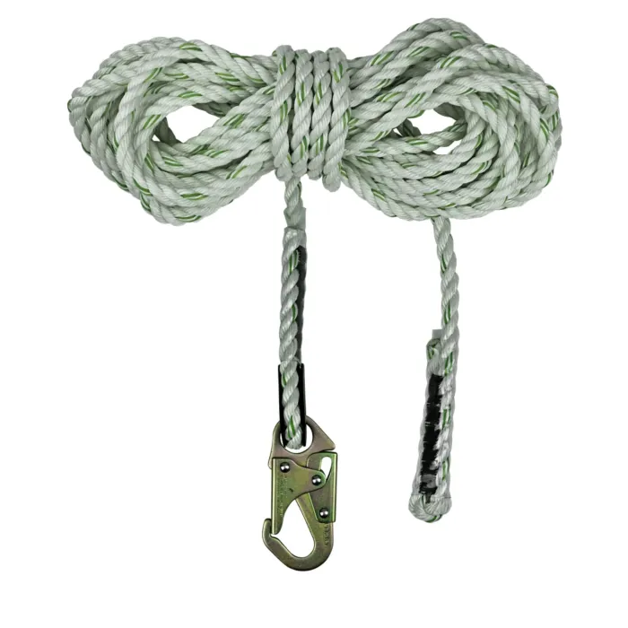 Safewaze 25' Rope Lifeline With Double Locking Snap Hooks
