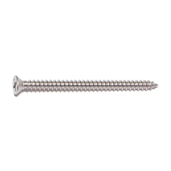 #6 x 2" Phillips Flat Head, Sheet Metal Screw, Stainless Steel 