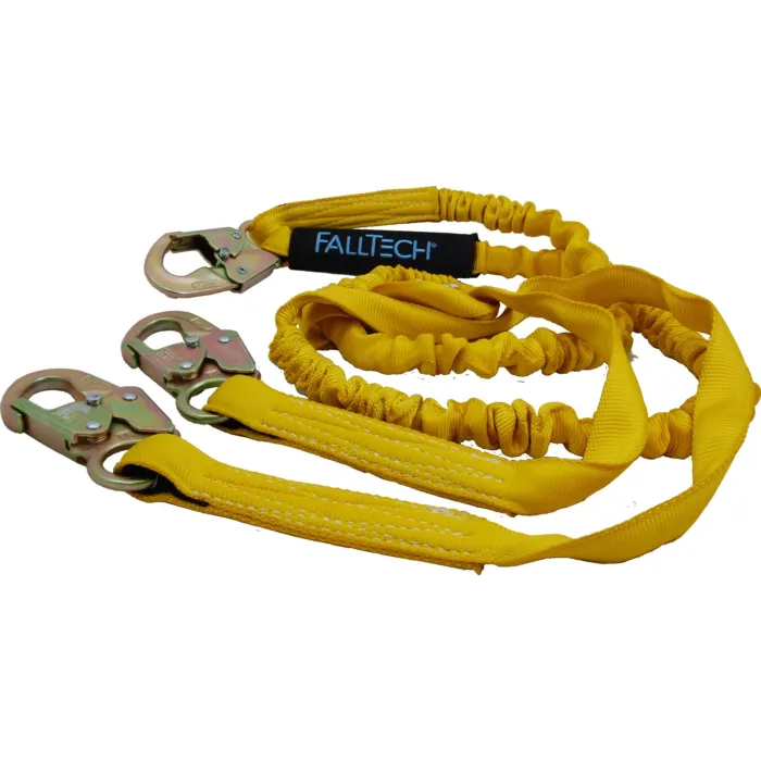 FallTech 6' Internal Energy Absorbing Lanyard, Double-leg with Steel Snap Hooks