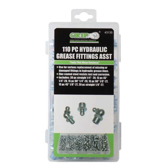 GRIP Steel Zinc Plated 110-Piece Grease Fitting Assortment