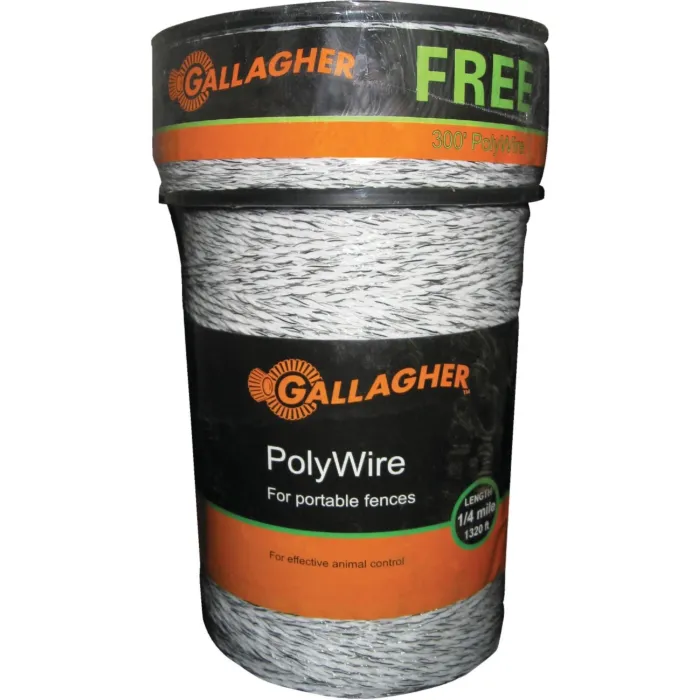Gallagher 1620 Ft. Polyethylene w/Stainless Steel Wire Strands Electric Fence Poly Wire