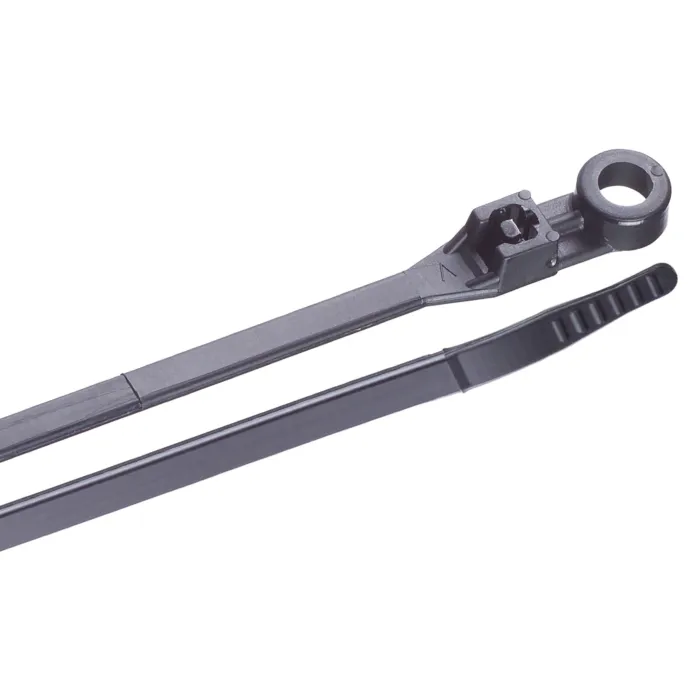 Gardner Bender 8" 50lb Black Cable Tie with Mounting Hole, 15pk