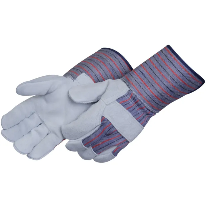 Liberty Safety Cowhide Leather Blue Fabric Palm Gloves