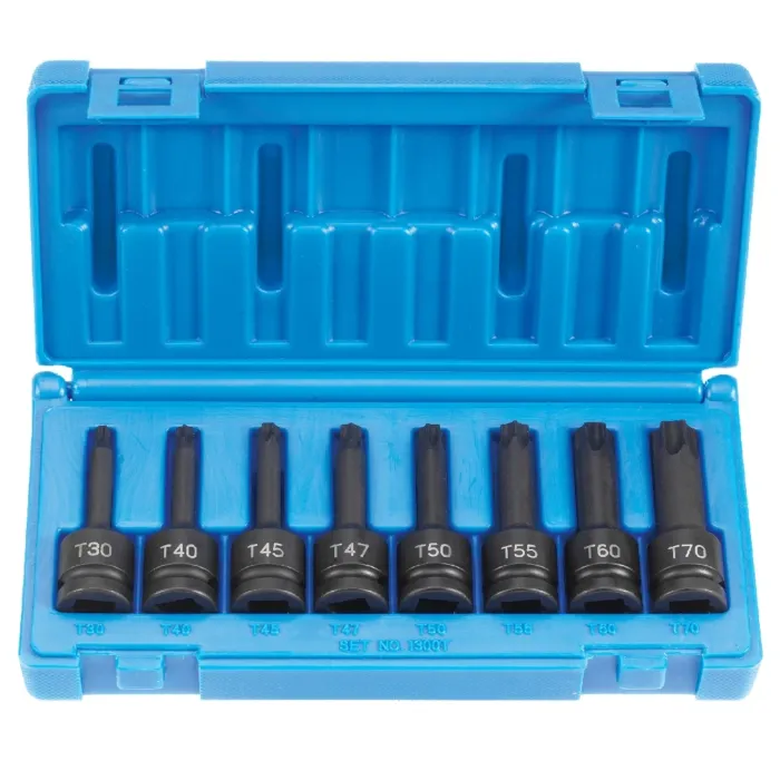 Grey Pneumatic Impact Ready 1/2 in Drive Standard Torx Bit Socket Set