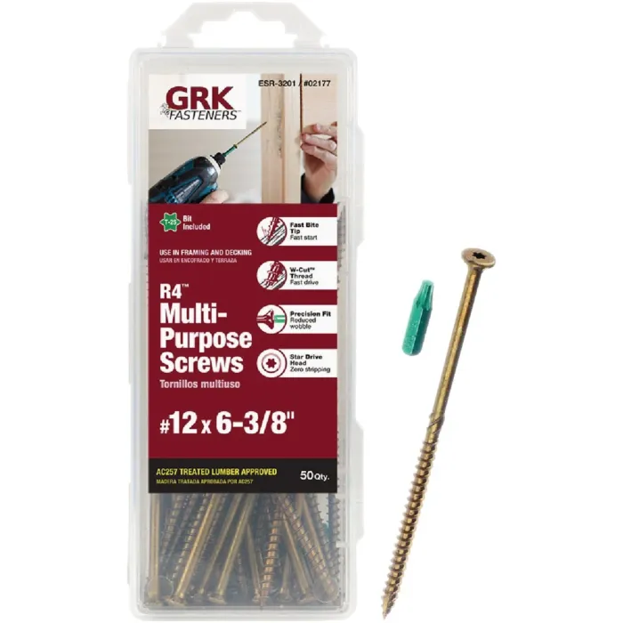 GRK Fasteners #12 x 6-3/8" T-25 Star Drive, Multi-Purpose Screw, Climatek Coating (Bulk Box 50 pc)