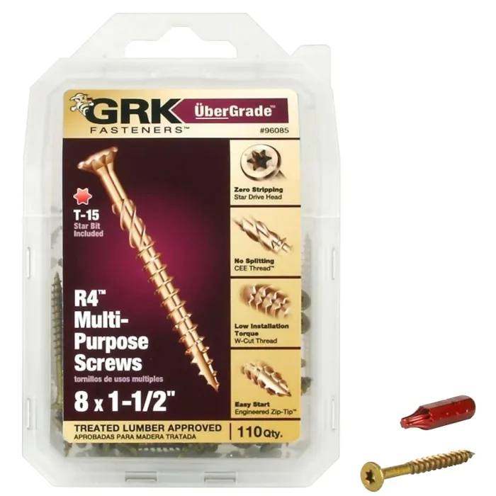 GRK Fasteners #8 x 1-1/2" T-25 Star Drive, Multi-Purpose Screw, Climatek Coating (Bulk Box 110 pc)