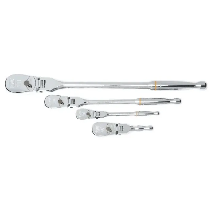 GearWrench 90-Tooth Flex Head Teardrop Ratchet Set (4pc) 1/4 in., 3/8 in., & 1/2 in. Drive